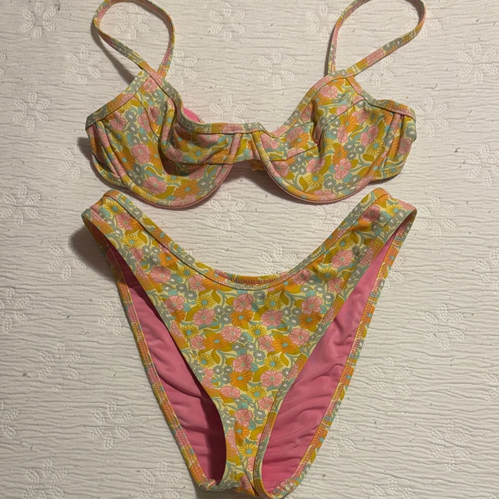 Dippin' Daisy's Floral Bikini - Pink and Yellow